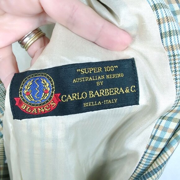 Vintage Henry Cottons Blazer Small Tan Plaid - Picture 9 of 10